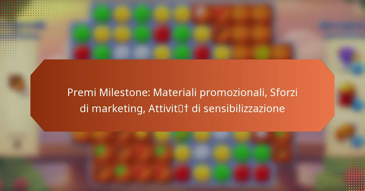 Premi Milestone: Materiali promozionali, Sforzi di marketing, Attività di sensibilizzazione