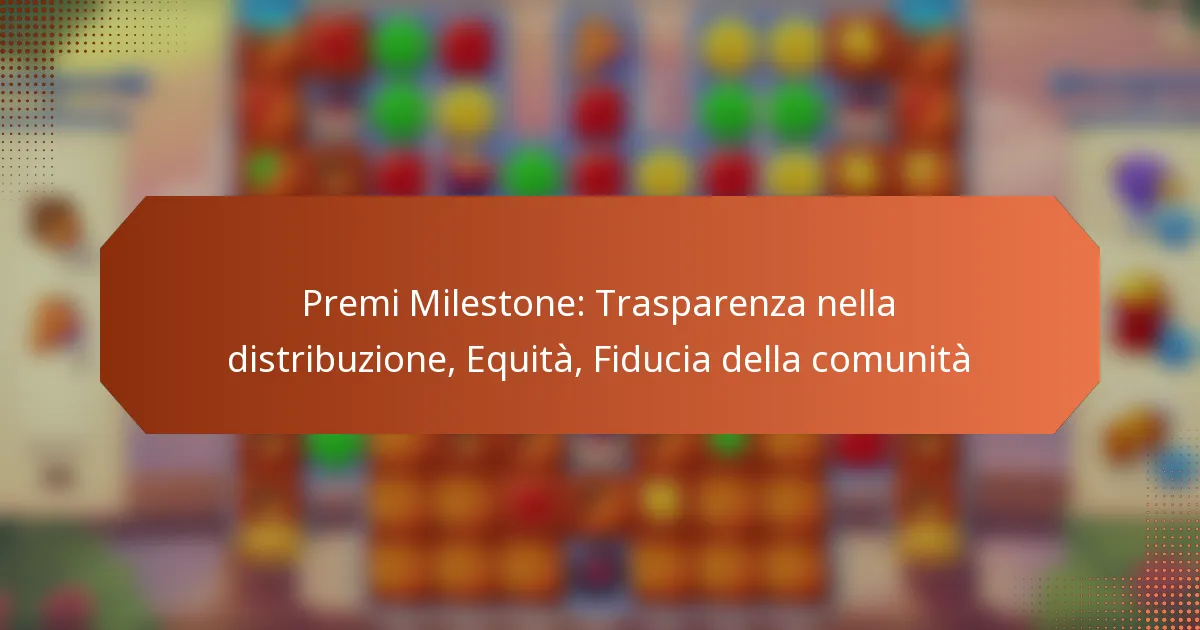 Premi Milestone: Trasparenza nella distribuzione, Equità, Fiducia della comunità