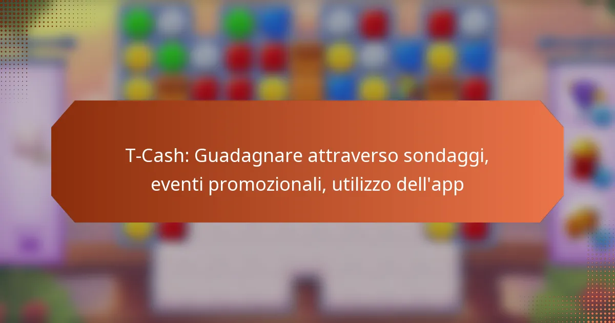 T-Cash: Guadagnare attraverso sondaggi, eventi promozionali, utilizzo dell’app